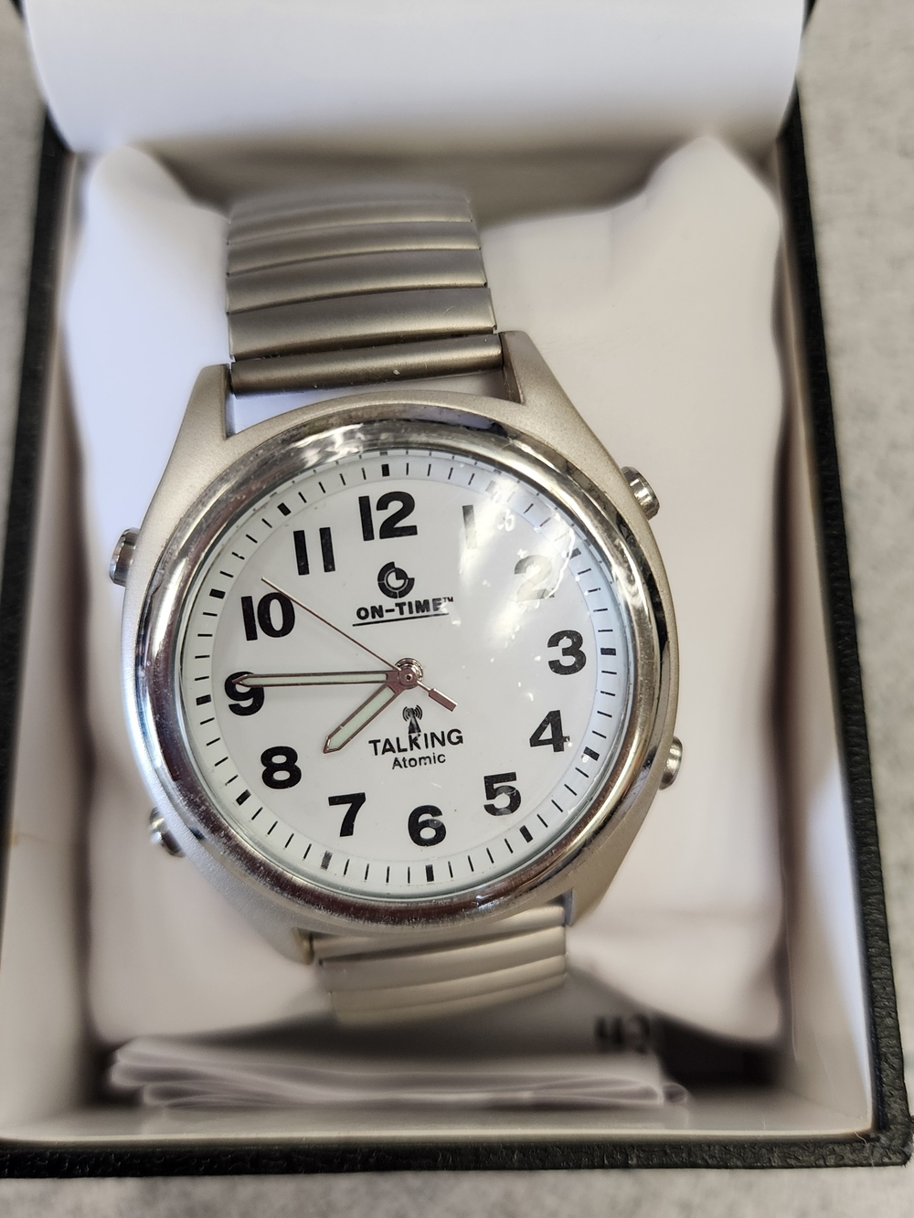On-Time Talking Atomic Watch Silver Senior Blind Low Vision Assistive